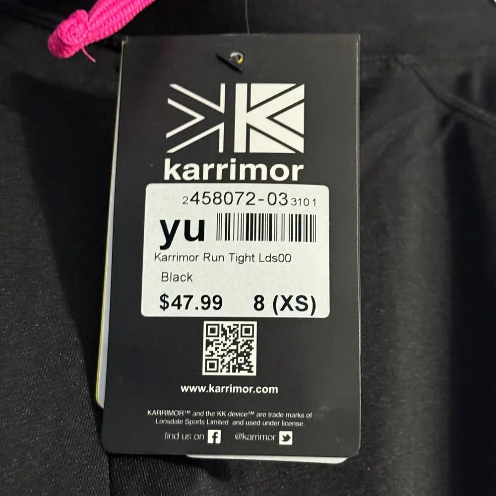 NWT Karrimor Black Run Tights Youth Girls‎ Size 8 XS